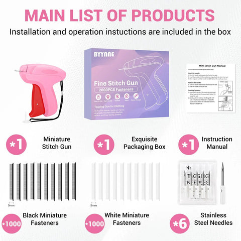 Top Notch Handheld Quick Stitch Gun For Clothes And Denim Your No Sweat Sewing And Hemming Fixer Set with fasteners and needles.