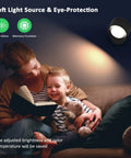 Mother and child reading with Top Tier Rechargeable LED Wall Sconces With Remote Dimming USB C Charging And Cordless Mounting.