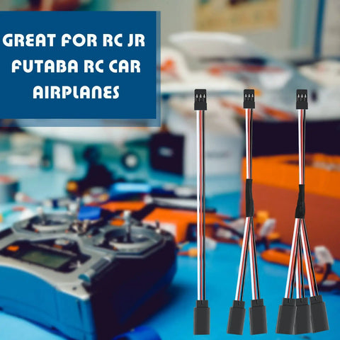 9 Piece Servo Y Connector Kit With 3 Pin Plug Splitters near RC controller for JR Futaba RC cars and planes.