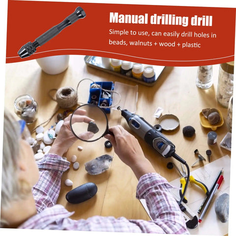 Person using Mini Electric Drill Set For Jewelry Making And Crafting With USB Powered Mini Drill Twist Bits And PCB Accessories