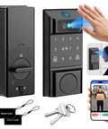 Premium Smart WiFi Door Lock Featuring Rapid Facial Recognition And Palm Vein Fingerprint Scanning For No Sweat Keyless Entry with key fob.