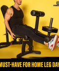 Man using Leg Lift Curl Attachment For Your Workout Bench With 200 Lb Capacity Leg Extension And Curl Combo for strength training