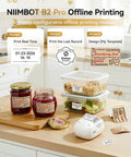 B2 Pro Label Maker With Bluetooth, 300 DPI Sticker Printer displayed in a kitchen, showcasing labels on jars and containers.