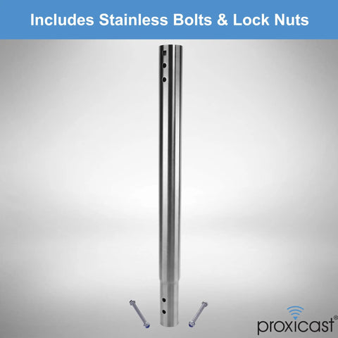 15 Inch Stainless Steel Extension Pole For J-Max Antenna Mounts, Adds Height And Clearance, 304 Stainless Steel Hardware Included
