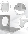 YIDOFENG Nema34 L-shaped aluminum motor bracket for 85/86 stepper, installed view with base holes.