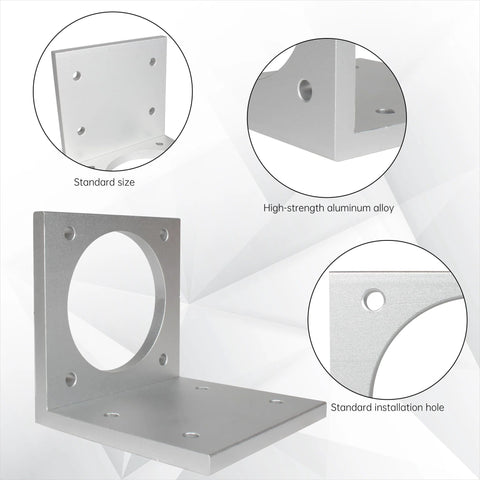 YIDOFENG Nema34 L-shaped aluminum motor bracket for 85/86 stepper, installed view with base holes.