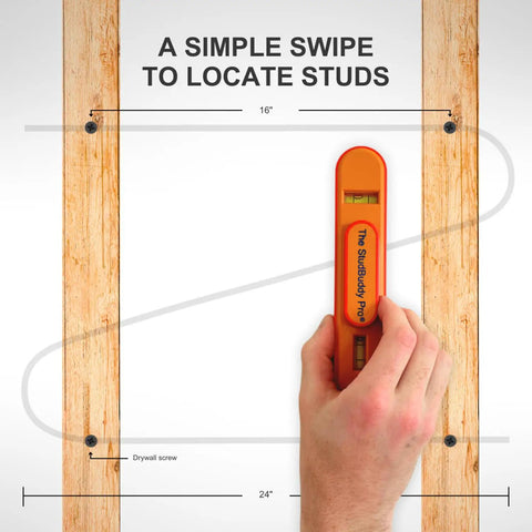 Magnetic Stud Finder With Level, Easy Handheld Locator For Drywall And Wood, Made In The USA, 16-inch stud spacing