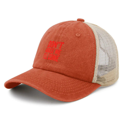 Dope Trucker Hat For Women And Girls Saffron Washed Distressed Low Profile Cap with mesh back and red embroidery