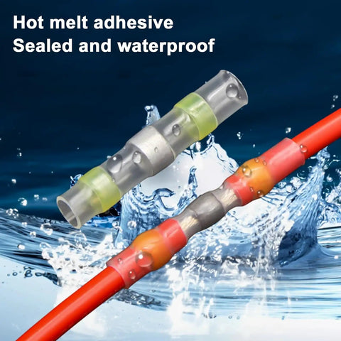 Heavy Duty Waterproof Heat Shrink Wire Connectors Kit 120 Pcs Solder Seal Butt Splice Terminals with hot melt adhesive sealed.