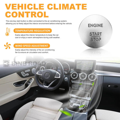 Vehicle dashboard with Push Start Button Cover Ignition Switch 2215450714 Compatible With Mercedes Benz C300 CLA250 display