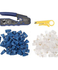 All In One Ethernet Crimping Tool For Cat5 Cat5e Cat6 Cat6A Pass Through Connectors Strips Cuts Crimps With Hardened Blades