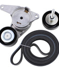Belt Tensioner And Serpentine Belt Idler Pulley Direct Fit For GM Vehicles with belt and pulley components visible