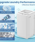 Fully Automatic Portable Washing Machine And Dryer Set Featuring A Solid Stainless Steel Tub Plus 17 Lbs Washer Paired With 10 Lbs Dryer showing features like a 360W motor and self-cleaning tub.
