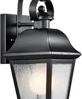 Mount Vernon 12.5 Inch One Light Outdoor Wall Lantern with Clear Seeded Glass in Black Finish Solid Brass Construction for Entryways