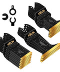 KELIN 16-piece titanium oscillating tool blade set for metal and wood, universal multi-tool blades, front view.
