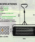 No Brainer 44 Inch Push And Tow Compost Spreader With Durable Powder Coated Metal Mesh Roller shown with dimensions