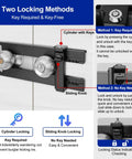 French Door Security Barricade Lock for Double Doors with Keyed Lock, all-metal U-shaped bar, dual locking methods visible.