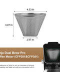 Two Pack Reusable K Cup Pods And Two Stainless Steel Filters for Dual Brew Pro CFPX Coffee Makers shown in detail.