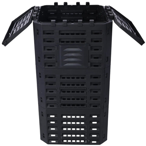 132 Gallon Garden Composter Bin Made From Recycled Plastic For Easy Backyard Composting With Aerating Design, outdoor front view
