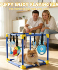 Indoor Puppy Play Gym With Hanging Toys And 8 Enrichment Toys For Small Dogs Cats And Other Pets PVC Frame Activity Center