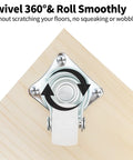 1-inch swivel caster wheel with square metal mounting plate and white rubber wheel