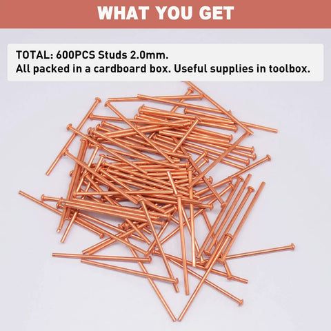 Pile of 2.0mm stud welding pins for car dent puller repair kit set of 600 copper coated iron pins durable flexible easy weld and grind off