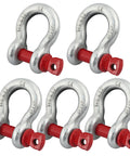 Set Of Five Three Eighths D Ring Anchor Shackles Galvanized Screw Pin Heavy Duty Tow Strap And Winch Ready Beefy Deep Thread Load Safe Design