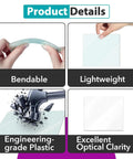 Bendable and lightweight lens for welding helmet; engineered plastic with optical clarity; Replacement Lens Sets For Welding Helmets With Ultra Clear Inner And Outer Screens 20 Pcs Scratch Resistant Covers Fits Performance Series Models 299616 296756 296755 296753 296751 296757.