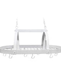 Two-Light Kitchen Pot Rack With Down Lights In Brushed Nickel Finish, 35.5 Inch Long, Ceiling Mount With Two 3-Foot Chains, Holds Up To 20 Lbs