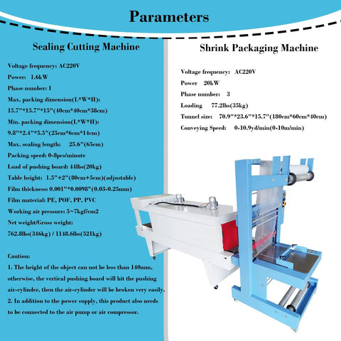 Automatic Heat Shrink Sleeve Sealing And Cutting Machine For PE POF PP PVC Films Runs Flawless Straight Up With Zero Drama For Foam Box Wrapping And High Volume Packing Operations, side view with dimensions and specifications.