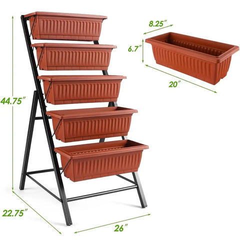 Vertical Raised Garden Bed With Five Tiers Drainage System For Herbs Vegetables And Flowers, Your Go To 4ft Planter For Patio Balcony Greenhouse Outdoor And Indoor Garden Spaces