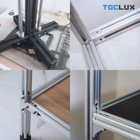 Built Tough 3030 Interior Corner Connector Kit for 30 Series aluminum with L-shape bracket, zinc alloy, T-slot connection shown installed.