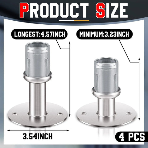 Product size of Adjustable Stainless Steel Flanged Feet For 1 5 8 Inch OD Tubing Round Base Furniture Feet Supports Height Adjustable From 1 3 8 Inches To 2 And A Half Inches Tough As Nails Rust Resistant 4 Pack For Tables And Furniture
