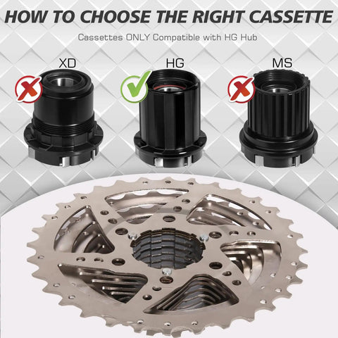 8/9/10/11/12 Speed Bike Cassette Ultra Lightweight 11T To 50T Range For HG Hub Compatibility