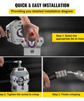 Installation steps for Portable Manual Hydraulic Hose Crimping Tool Kit With Four Dies For Car AC operation.
