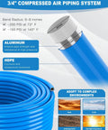 Three Quarter Inch Inside Diameter 200 Feet HDPE Aluminum Compressed Air Piping System Kit For Shop And Garage