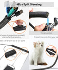 Cable Management Kit For TV And Computer Setup With 4 Cable Sleeves 57 Self Adhesive Clips 12 Hanging Strips 12 Organizer Straps