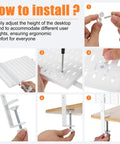Installation steps for Set Of Two Adjustable Table Rod Stands With Tool Free Setup Built For Wall Mount Or Desktop Use And A Handy Grab And Go Organizer
