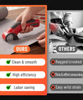 Comparison of Katerk 4.4V Cordless Electric Scissors & Cardboard Cutter with user-friendly design on fabric.