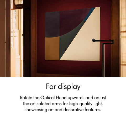 Solarcycle Morph Floor Light CF06 Smart Multi Mode Lamp with artwork in room for display, highlighting lighting features.