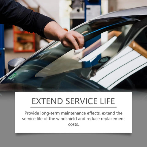 Upgraded Windshield Crack Repair Kit With Advanced Glass Repair Liquid applied to car windshield for clarity restoration