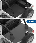 Rugged Tonneau Cover For Wrangler JK 4 Door 2007 To 2018 JKU Cargo Trunk Tailgate Cover installed on Jeep showing before and after