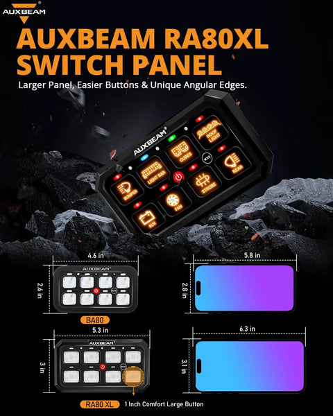 8 Gang RGB Switch Panel 5 Inch Large for Car Truck SUV RV Camper Van Offroad 12V Toggle Momentary Pulsed Lighting Modes