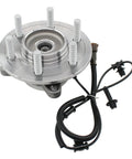 Pack Of 2 Front Wheel Bearing And Hub Assembly For Ford F-150 4WD 2018 2019 2020 Direct Fit Plug-And-Play Replacement With Premium Seal And Ready To Install Wheel Hub Bearing Set, shown with wiring harness and bolts.