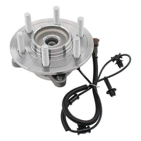 Pack Of 2 Front Wheel Bearing And Hub Assembly For Ford F-150 4WD 2018 2019 2020 Direct Fit Plug-And-Play Replacement With Premium Seal And Ready To Install Wheel Hub Bearing Set, shown with wiring harness and bolts.