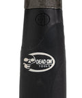 Handle of Heavy Duty Steel Hammer With Milled Face 22 Oz For Demolition Drywall And Wood, showing rubber grip and logo.