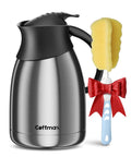 Thermal Insulated Coffee Carafe Pitcher 51 Oz Vacuum Double Walled Stainless Steel Thermos Keeps Your Coffee Tea Cocoa Water Hot For 12 Hours And Cold For 24 Hours BPA Free Easy Pour Beverage Server With Cleaning Brush