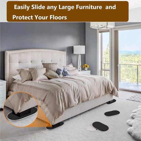 30 Pack Heavy Duty Furniture Glide Pads For Carpet Hassle Free Floor Protectors Move Heavy Couches With Zero Sweat Anti Scratch Sliders Easy Rearrangement Tough Plastic Home Floor Savers under a bed on carpet.