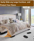 Hassle Free Furniture Sliders For Carpet And Hard Floors 30 Pack Smooth Glide Pads under a bed on carpet, protecting the floor.