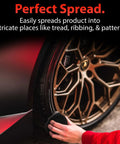 Applying tire shine with Hex Grip Tire Dressing Applicator Three Pack For Fast Tire Shine on car wheel